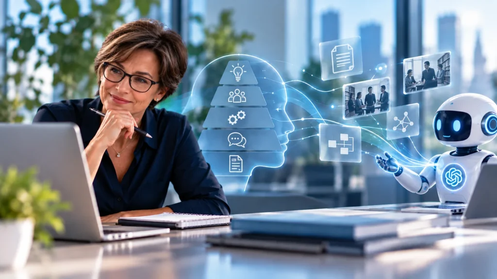 Professionnelle expérimentée utilisant l'intelligence artificielle pour structurer, transmettre et valoriser les connaissances en entreprise