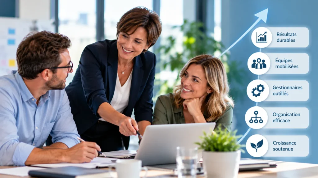 Accompagnement d'une PME par une consultante pour développer les gestionnaires, mobiliser les équipes et favoriser une croissance durable